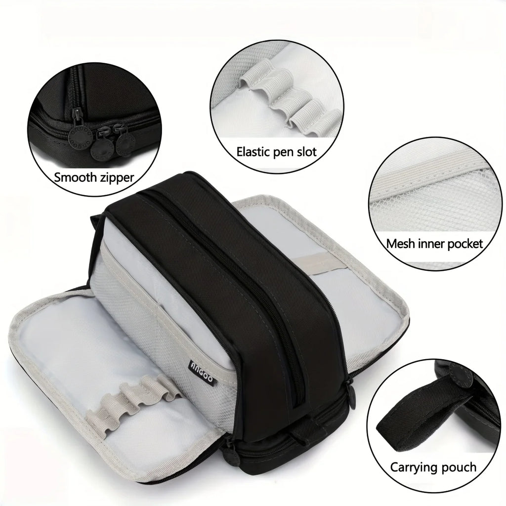 44 pieces of elegant stationery, including a large-capacity pencil case, 12 highlighters, 11 gel pens, and 6 fountain pens.