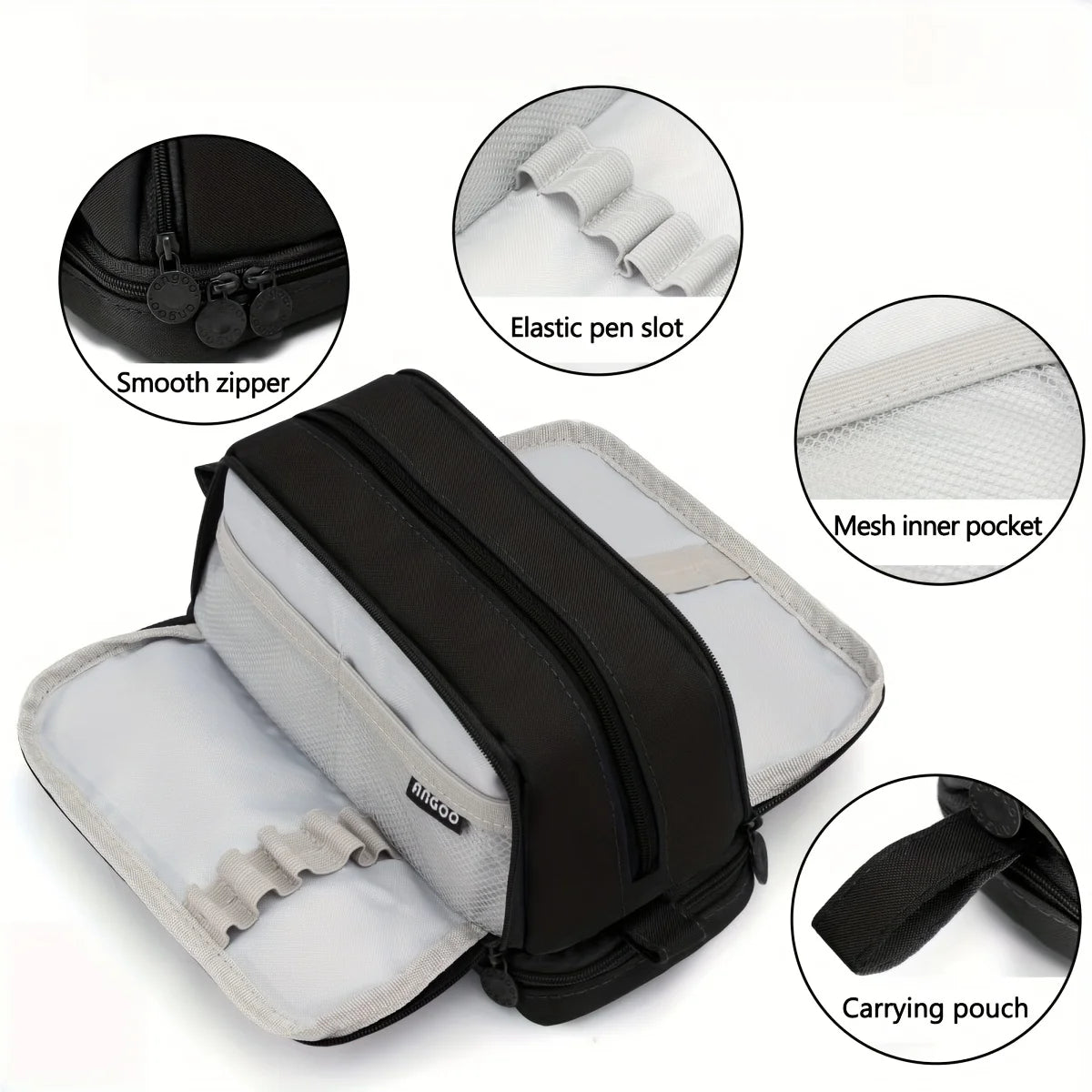 44 pieces of elegant stationery, including a large-capacity pencil case, 12 highlighters, 11 gel pens, and 6 fountain pens.