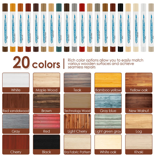 20 Colors Furniture Filler Sticks for Furniture Touch-ups and Repairs Wood Crayon Markers for Remover Scratches Holes Laminate
